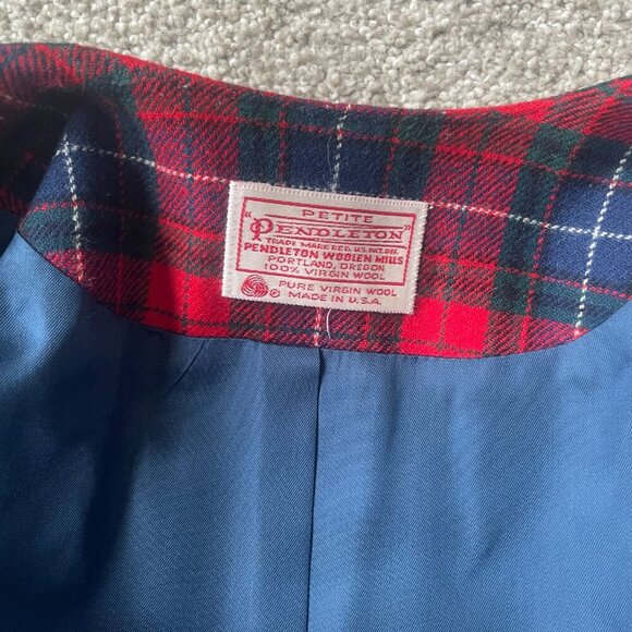 Pendleton Wool Red & Blue Tartan Cropped Jacket - Picture 5 of 10